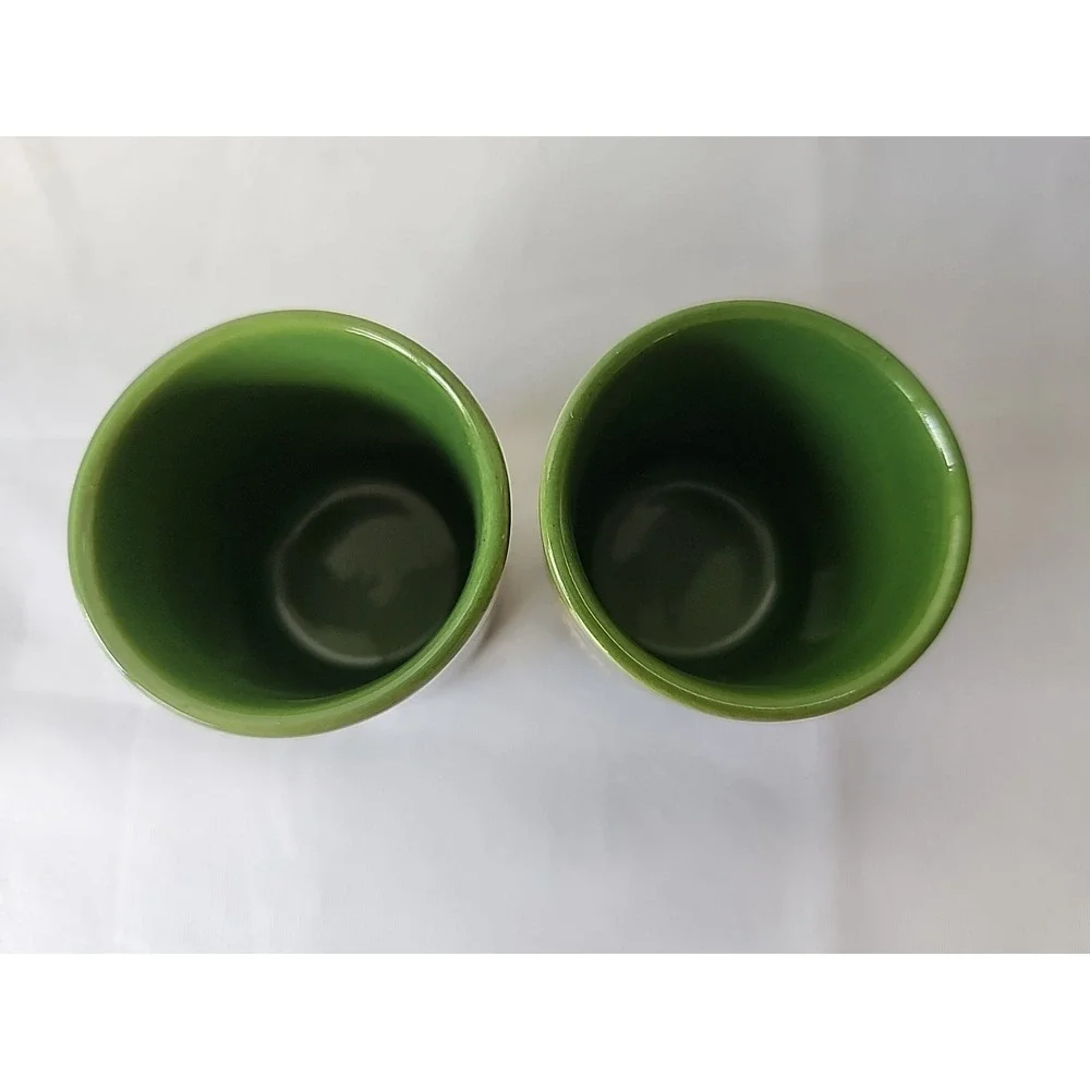Lot 2 Vintage‎ Greek Handmade Shot Glasses Parthenon of Athens Green w/24K Gold